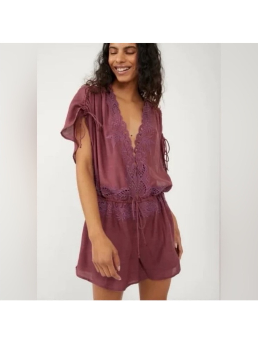 Free People Weila Embroidered Romper nwot